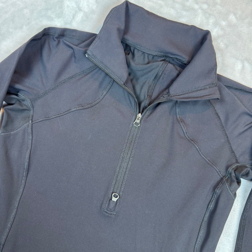 Lululemon C5 Half Zip Pullover Womens Size 8 Black Thumb Holes Athletic*